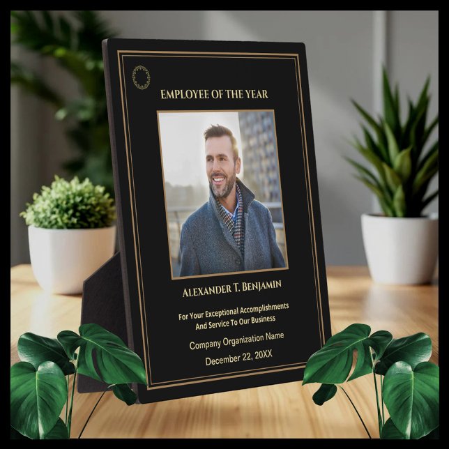 Mitarbeiter des Jahres Foto Gold Custom Awards Fotoplatte (Employee Of The Year Photo Gold Custom Awards Plaque is great to give to a deserving emplyee. )