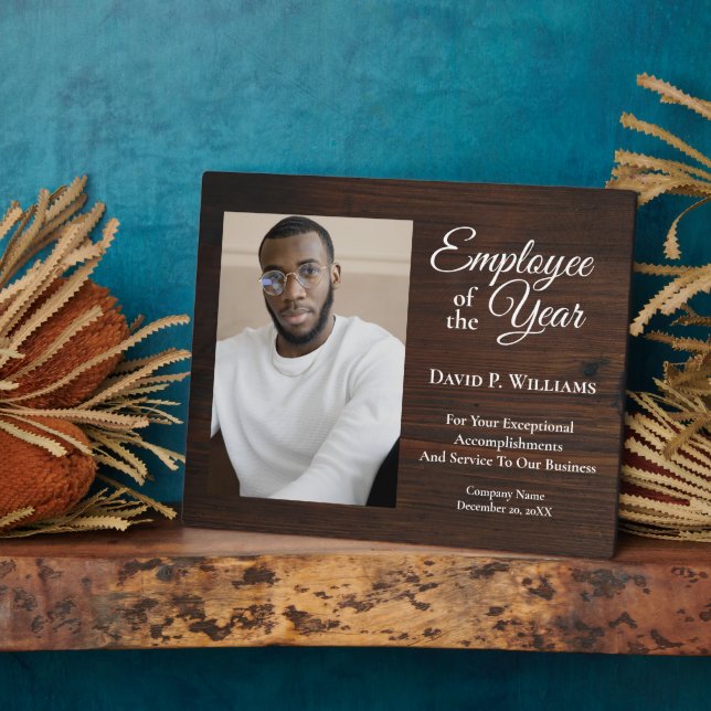 Mitarbeiter des Jahres Foto Wood Custom Awards Fotoplatte (Seite)