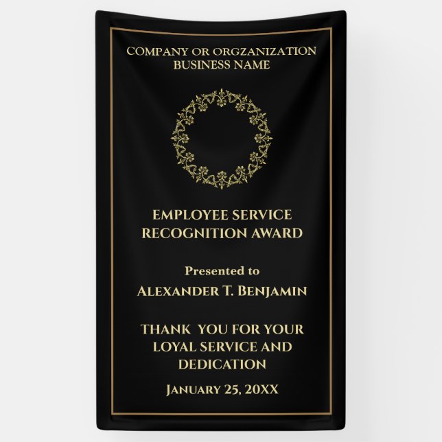 Mitarbeiter des Jahres Gold Black Business Banner (Vertikal)