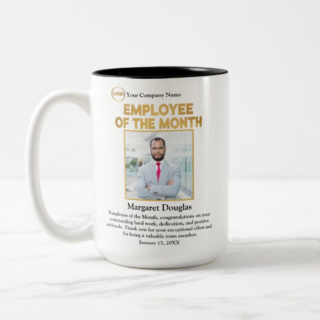 Mitarbeiter des monatlichen benutzerdefinierten Fo Zweifarbige Tasse (Links)