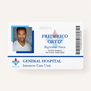 Mitarbeiter des White Blue Hospital ID Ihr Logo Ausweis
