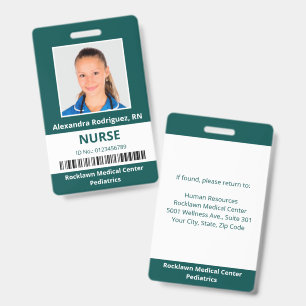 Mitarbeiter Foto Barcode Blau-Grün Weiße Medizinis Ausweis