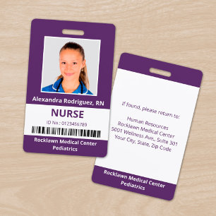 Mitarbeiter-Foto-Barcode Lila Weiß Medizinische ID Ausweis