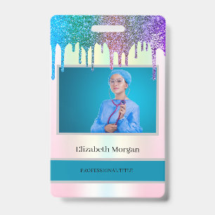 Mitarbeiter Foto Holographic Glitzer Tropfen Ausweis