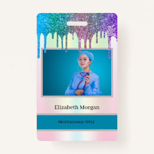 Mitarbeiter Foto Holographic Glitzer Tropfen Ausweis
