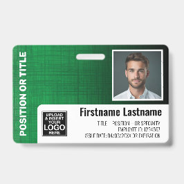Mitarbeiter-Foto-ID-Logo Bar moderner Leinen grün Ausweis