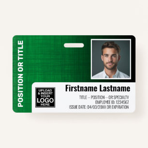 Mitarbeiter-Foto-ID-Logo Bar moderner Leinen grün Ausweis