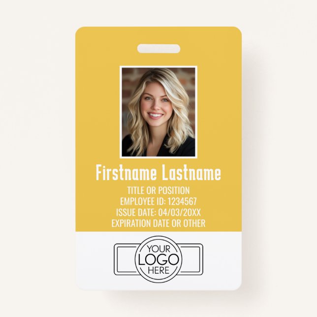 Mitarbeiter Foto ID modern gelb, Logo beruflich Ausweis (Vorderseite)