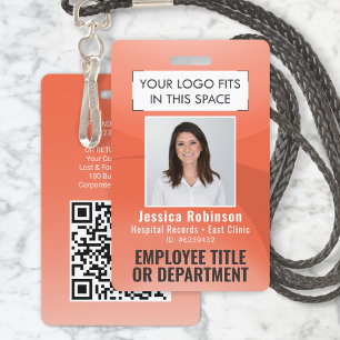 Mitarbeiter-Foto-ID-QR-Barcode Ihr Logo Orange Bog Ausweis