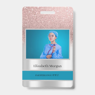 Mitarbeiter Foto Rose Gold Glitzer, Silber Ausweis