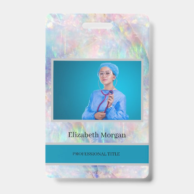 Mitarbeiter Foto Trendy Holographic Opal Ausweis (Vorderseite)
