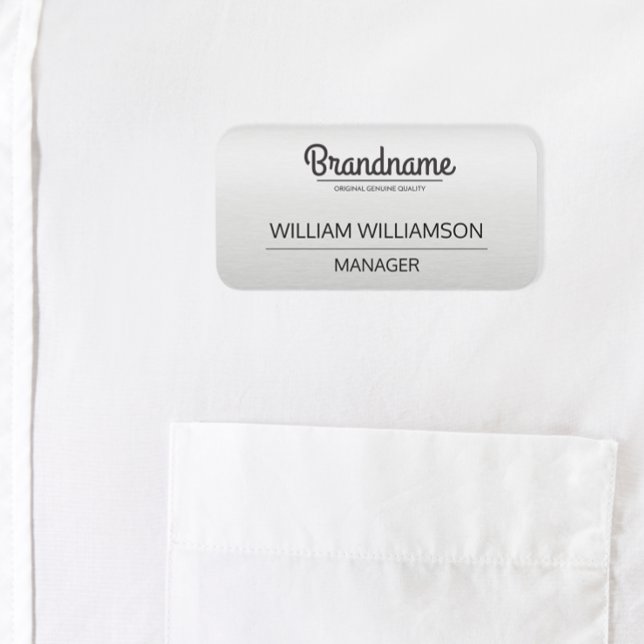Mitarbeiter für benutzerdefinierte graue Logos Namensschild (Silver logo name tag)