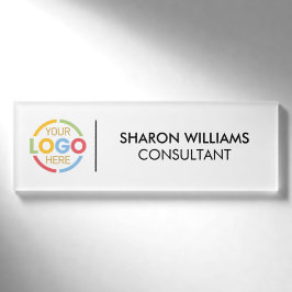 Mitarbeiter für Schwarz-Weiß-Firmenlogo Namenschild