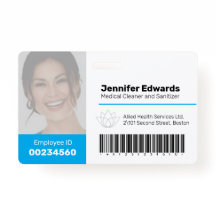 Mitarbeiter große Foto-ID und Barcode blau