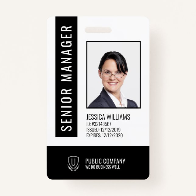 Mitarbeiter-ID-Abzeichen für Schwarz-Weiß-Barcode Ausweis (Vorderseite)