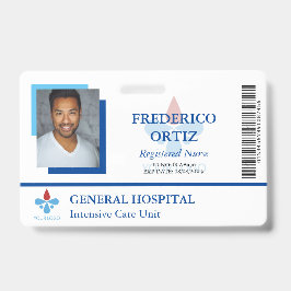 Mitarbeiter-ID des White Blue Hospital-Logos Ausweis