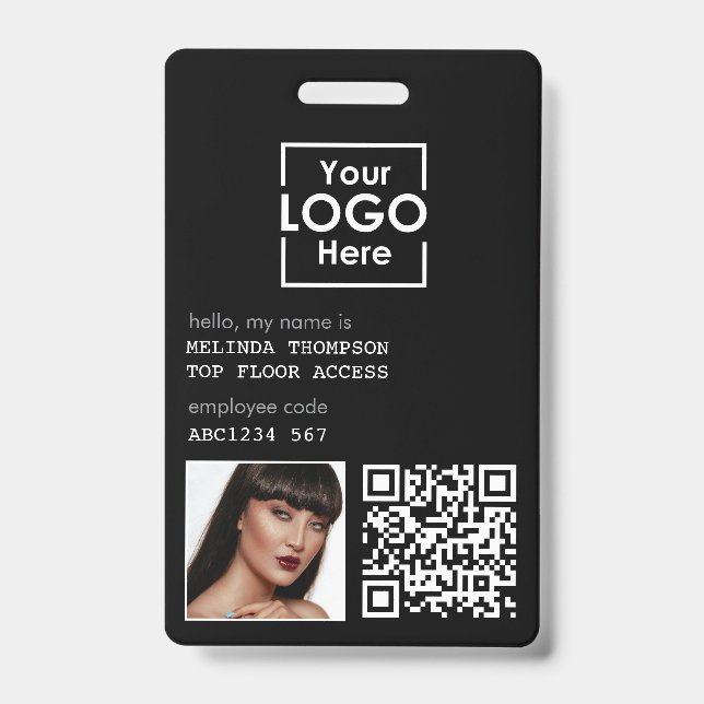 Mitarbeiter-ID Foto Firmenkennung QR-Code Ausweis (Vorderseite)