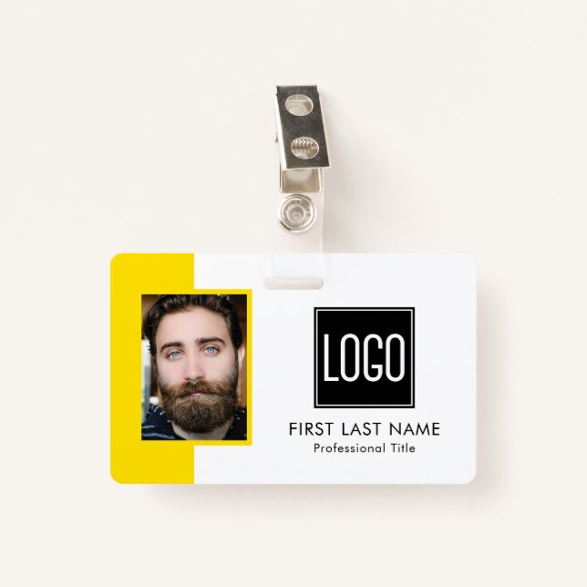 Mitarbeiter-ID | Foto für hellgelbe Logos Ausweis (Vorderseite mit Klammer)