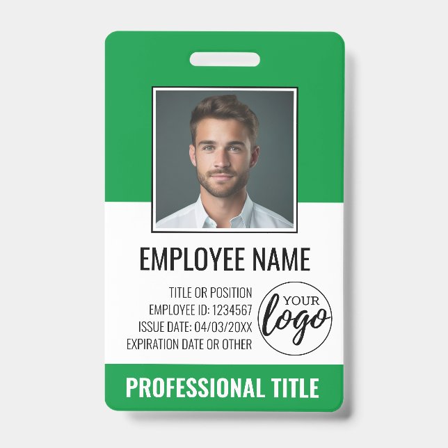 Mitarbeiter-ID - Foto, Logo, Titel - Custom Plasti Ausweis (Vorderseite)