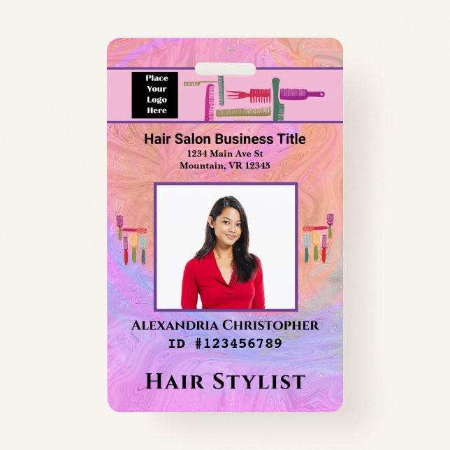 Mitarbeiter-ID-Karte Hair Stylist Foto Custom Ausweis (Vorderseite)