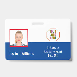 Mitarbeiter-ID mit einem Foto Blue Business-Logo Ausweis