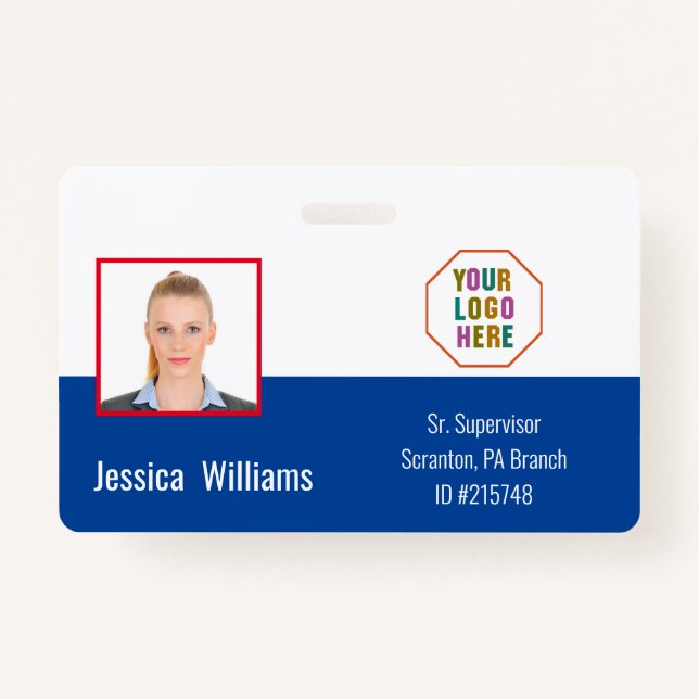 Mitarbeiter-ID mit einem Foto Blue Business-Logo Ausweis (Vorderseite)