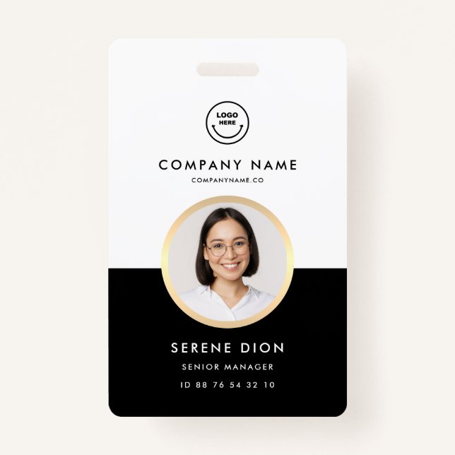 Mitarbeiter-ID Unternehmen ID Foto ID Gold Circle  Ausweis (Vorderseite)