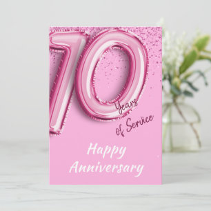 Mitarbeiter Jubiläum 10 Jahre Pink Balloon Card Einladung