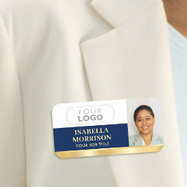 Mitarbeiter-Logo-ID Foto Navy Gold Gradient Namensschild