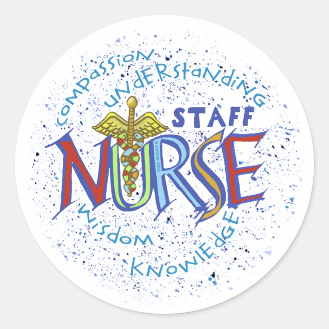 Mitarbeiter Nurse Motto Runder Aufkleber (Vorderseite)