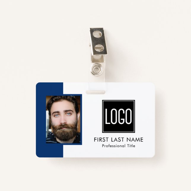 Mitarbeiter-Office-ID | Foto für Blaues Logo Ausweis (Vorderseite mit Klammer)