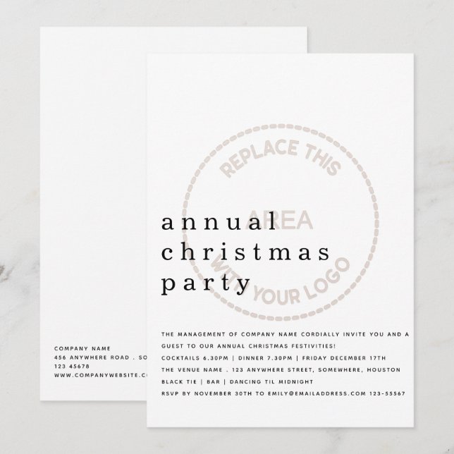 Mitarbeiter Weihnachten Party Minimalistisch Tinte Einladung (Vorne/Hinten)