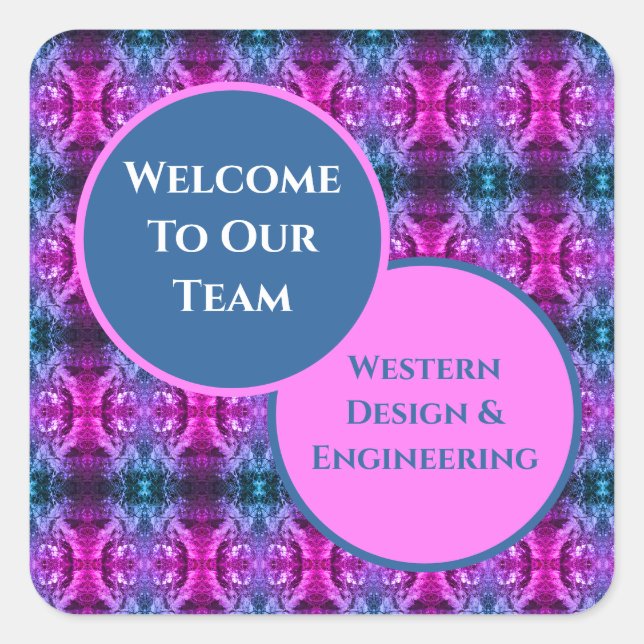 Mitarbeiter Welcome Bright Kaleidoscope Business T Quadratischer Aufkleber (Vorderseite)