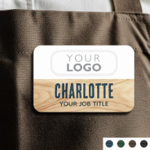 Mitarbeiter Woodgrain Rustic Company Logo Blue