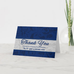 Mitarbeiteraufwertung Custom Blue Damask Dankeskarte