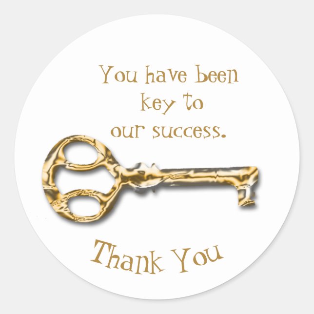 Mitarbeiteraufwertung Gold Silver Key Business Runder Aufkleber (Vorderseite)