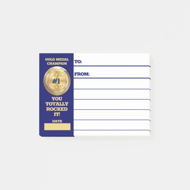 Mitarbeitererkennung Sie Rockgold-Medaillenpreis Post-it Klebezettel (Vorderseite)