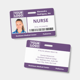 Mitarbeiterfoto Logo Barcode Lila Krankenhaus-ID Ausweis