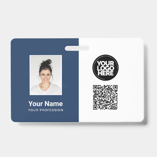 Mitarbeiterfoto, Logo, Beruf, QR-Code, Namens-ID Ausweis (Vorderseite)