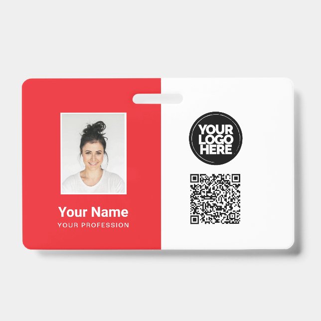 Mitarbeiterfoto, Logo, Beruf, QR-Code, Namens-ID Ausweis (Vorderseite)
