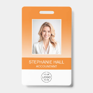 Mitarbeiterfoto, Logo, Name Farbverlauf Orange Ausweis
