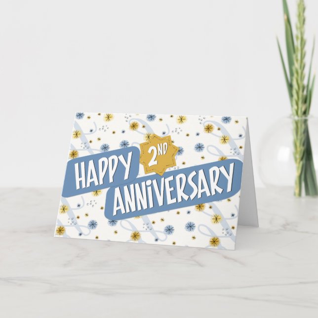 Mitarbeiterjubiläum 2 Jahre Blaues Muster Karte (Vorderseite)
