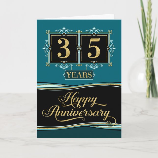 Mitarbeiterjubiläum 35 Jahre Dekorative Feierliche Karte (Vorderseite)
