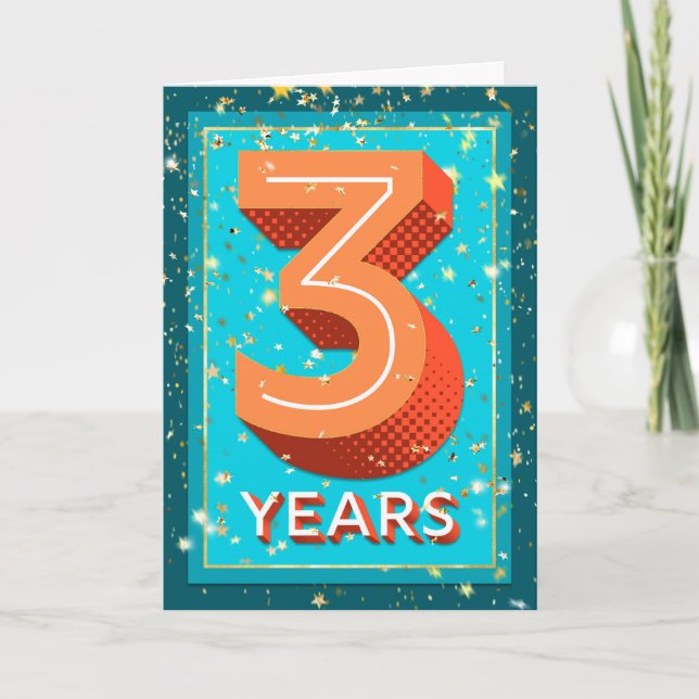 Mitarbeiterjubiläum 3 Jahre - kühne Zahlen Karte (Vorderseite)