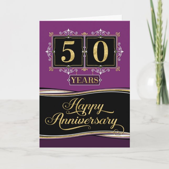 Mitarbeiterjubiläum 50 Jahre Dekorative Formal Pfl Karte (Vorderseite)