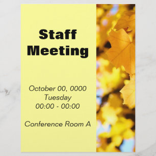 Mitarbeitertreffen Flyer Gelbe Herbstblätter Büro