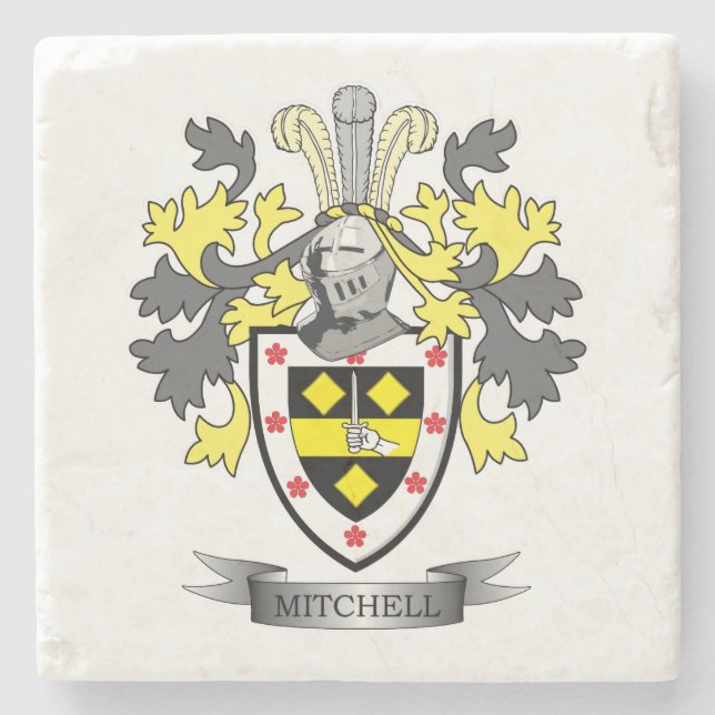 Mitchell Familienwappen-Wappen Steinuntersetzer (Vorderseite)