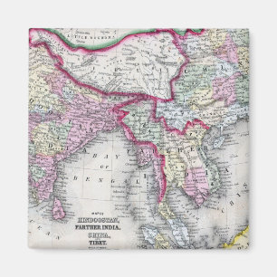 Mitchell Karte Indien, Tibet, China u. Se Asien Magnet