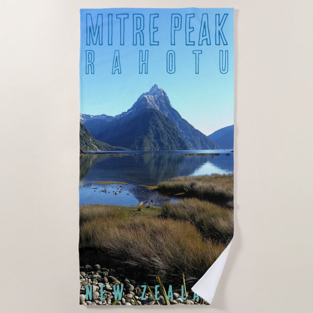 MITER PEAK SÜDINSEL NEUSEELAND STRANDSTADT STRANDTUCH (Vorderseite)