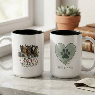 Mitfühlende Erdige Gemeinschaft Katzenrettung Zweifarbige Tasse
